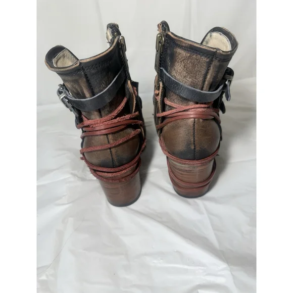 Freebird by Steven Crue boot black Leather Ankle Strap Zip Distress Size 11 - Picture 15 of 16